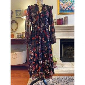 Maia Women's Long‎ Dress Size 2 Black Romance Floral Party/Cocktail
